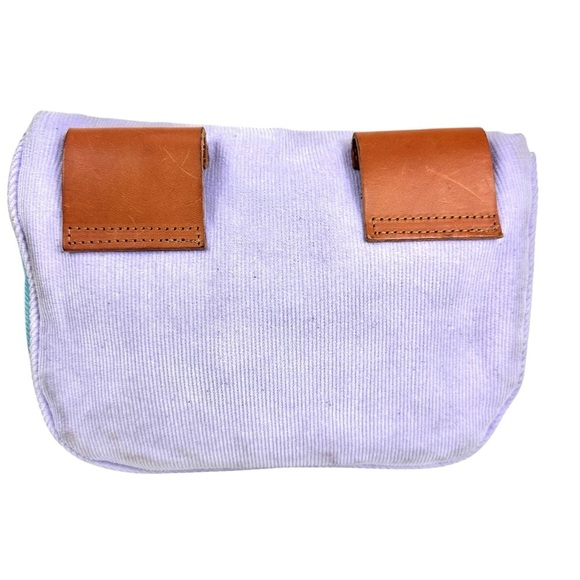 CLARE V Pinewhale Corduroy & Leather Belt Bag in Pale Blue and Lavender - Picture 2 of 9